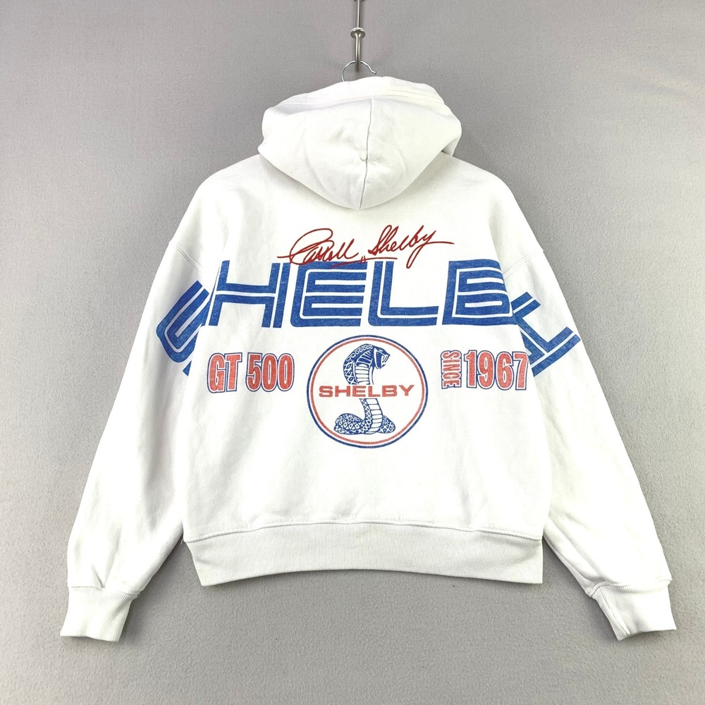 Hollister Ford Shelby GT500 Hoodie Women XS White Boxy Fit Racing Graphic